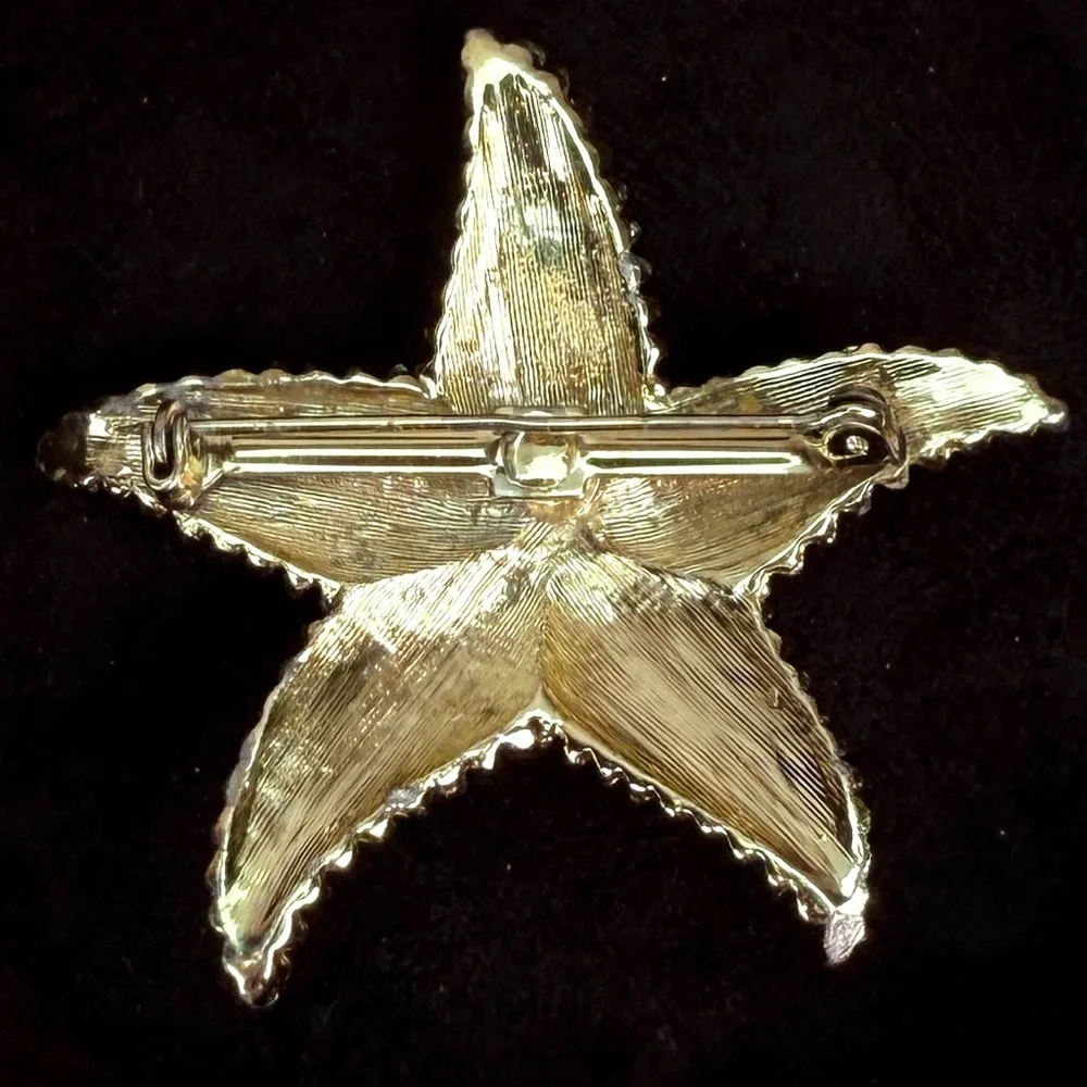 Vintage aged, goldtone raised Starfish Brooch Pin